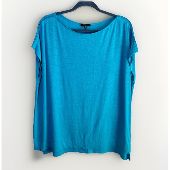 Lafayette 148 New York Tops - Lafayette 148 Shirt‎ Linen Slub Knit Turquoise Oversized Cap Sleeve Resortwear L